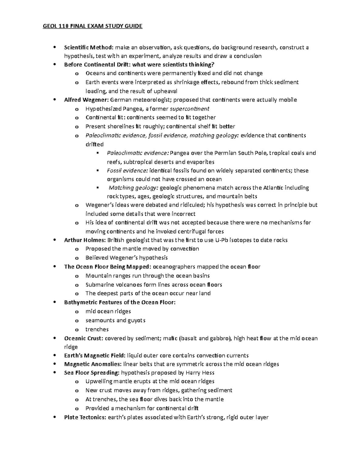 geology final exam answers