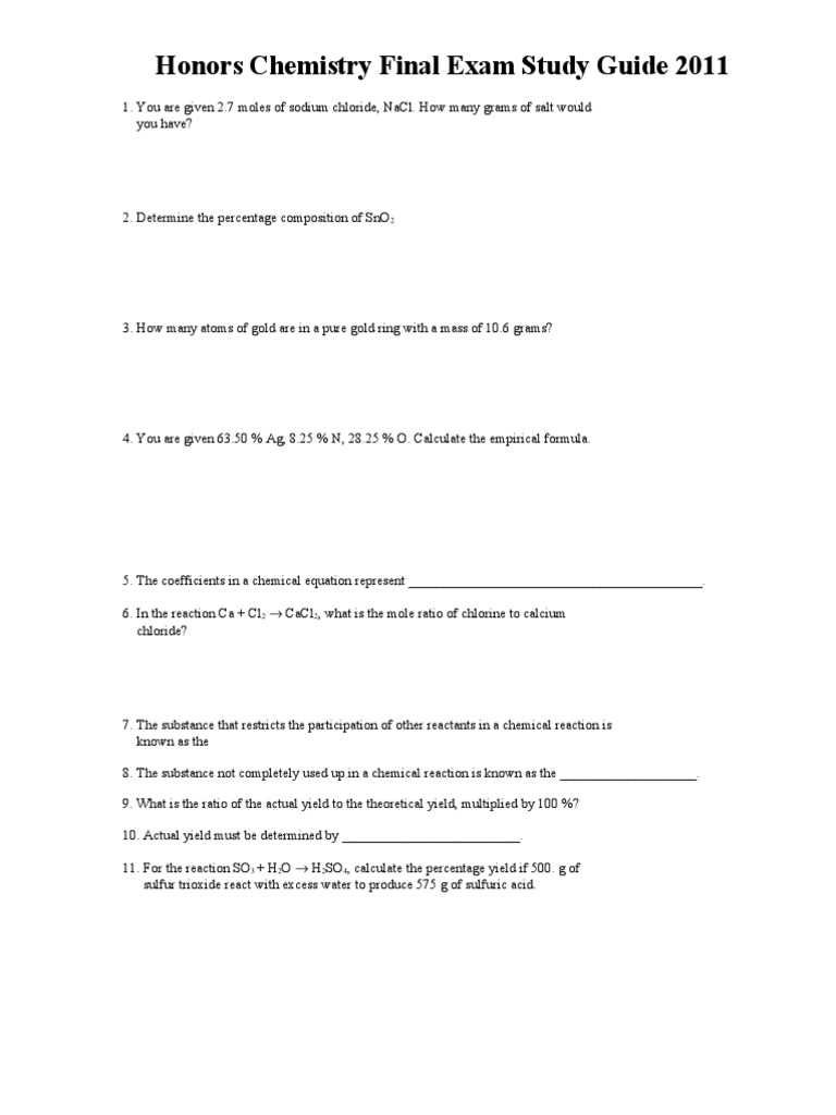chemistry semester 2 exam review