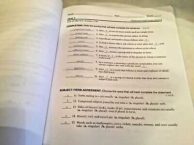 grammar exam with answer key