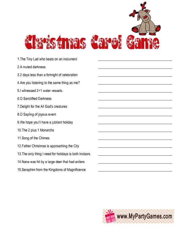 guess the christmas carol answer key