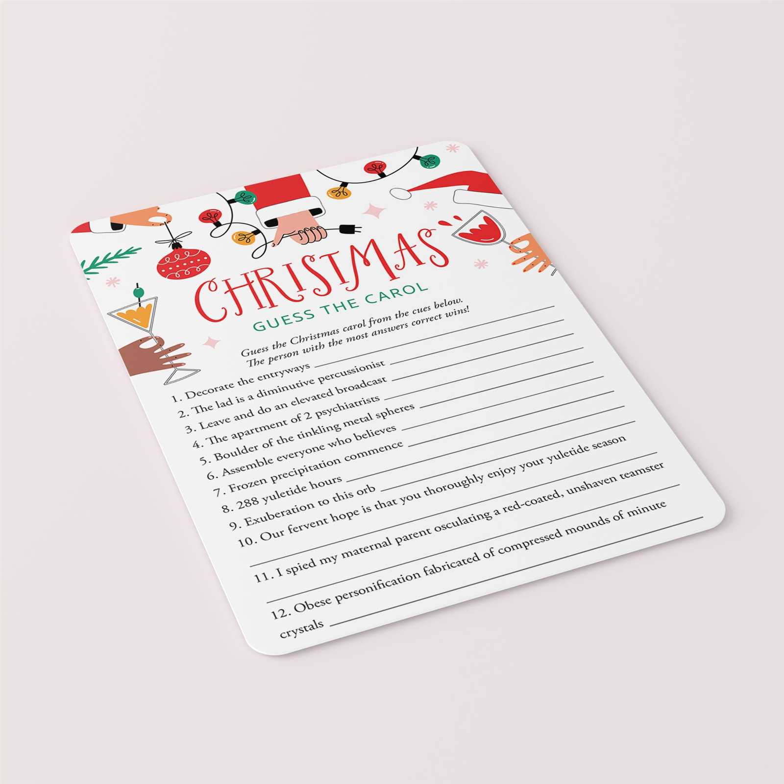 guess the christmas carol answer key
