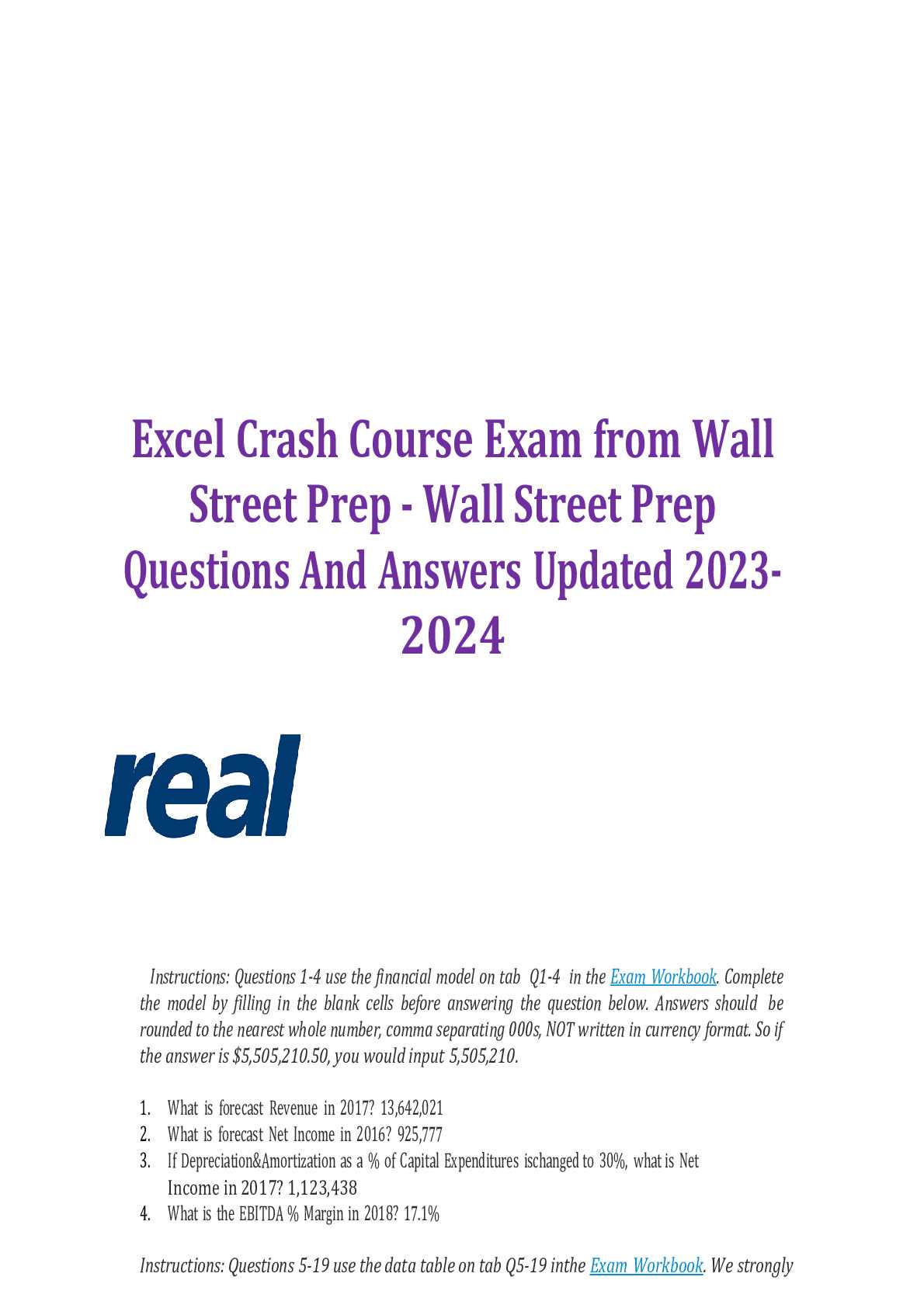 excel crash course exam answers