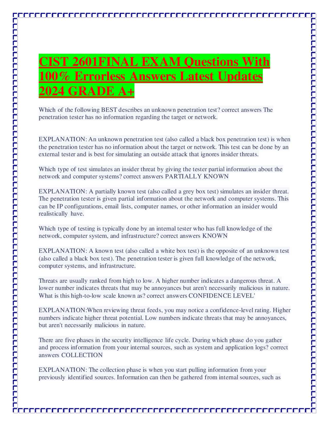 insider threat exam answers