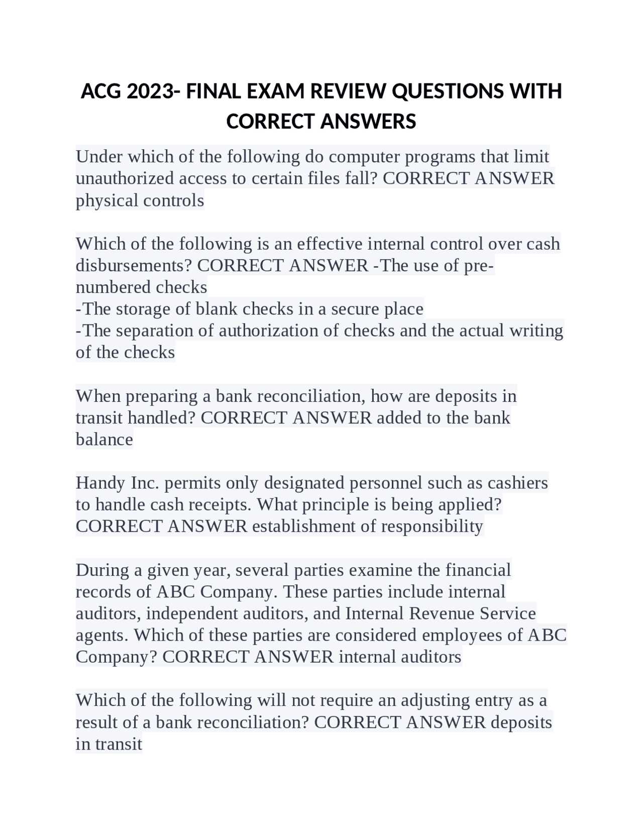 answers to h&r block final exam