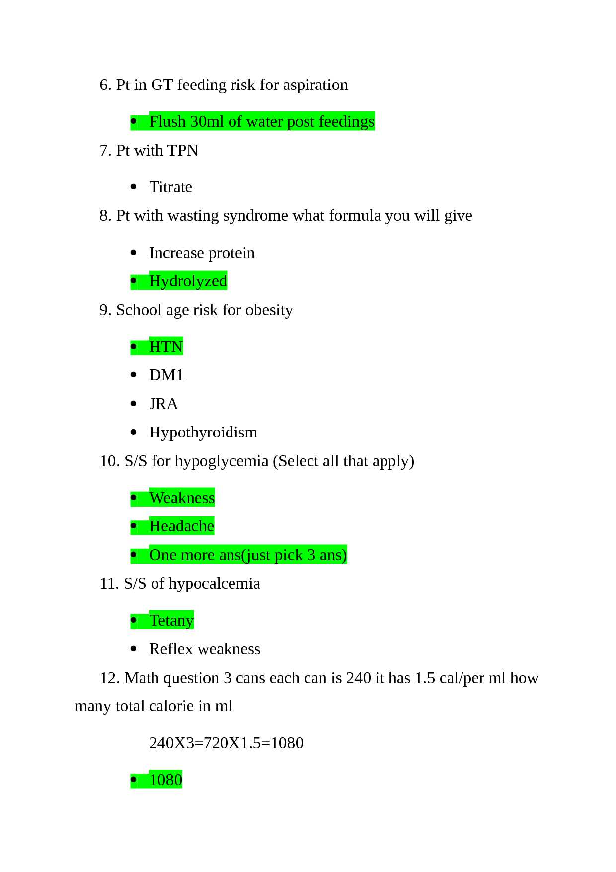nutrition exam 2 questions and answers