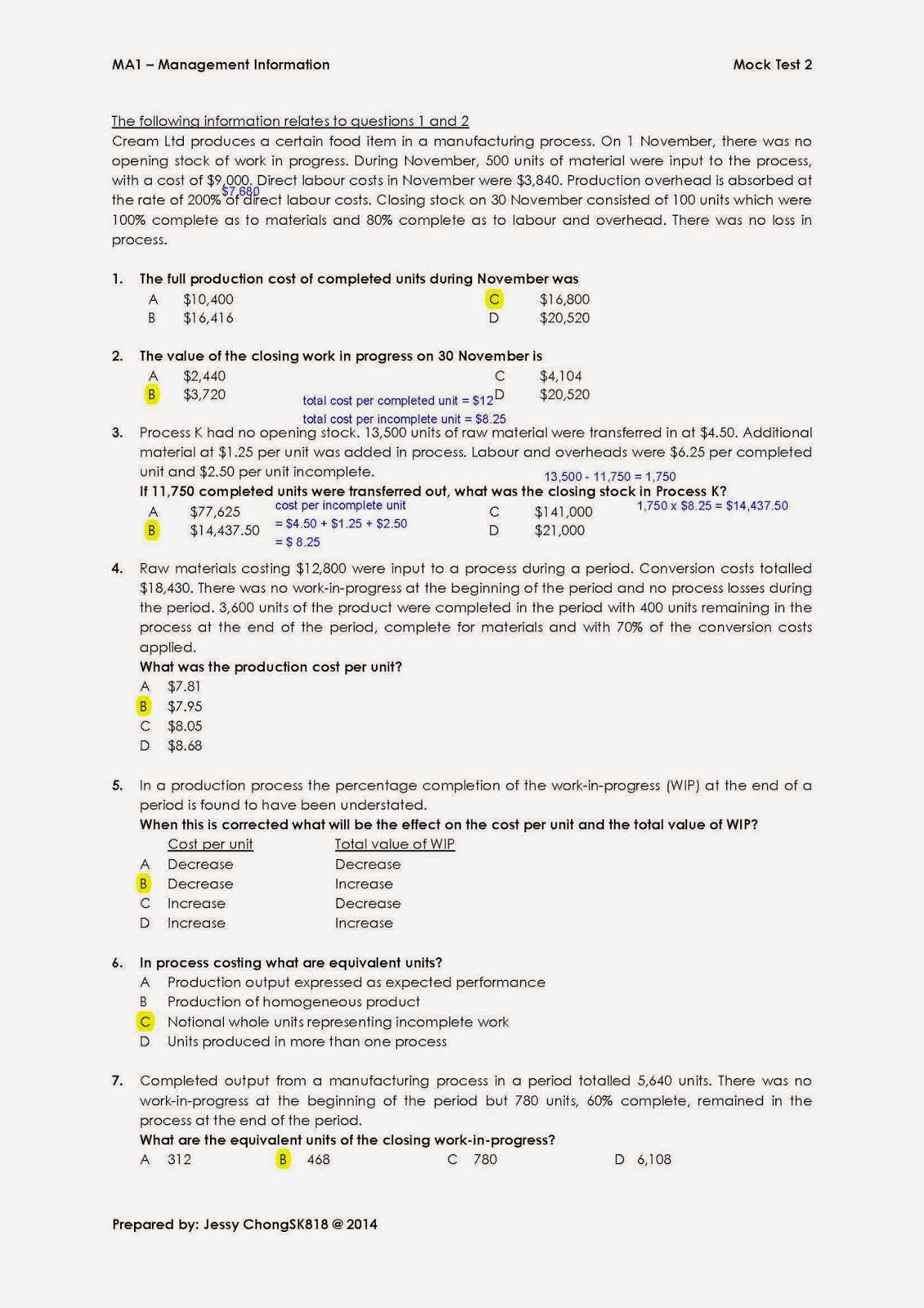 acca f1 mock exam with answers