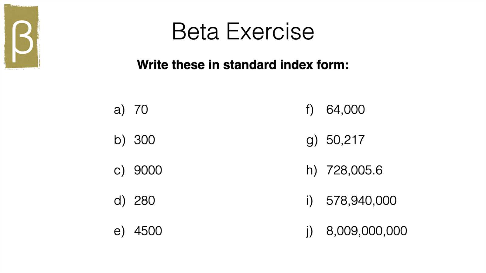 standard form exam questions and answers