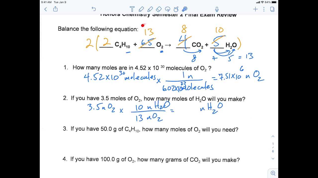 chemistry semester 1 exam review