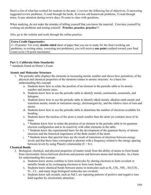 chemistry semester 2 exam review