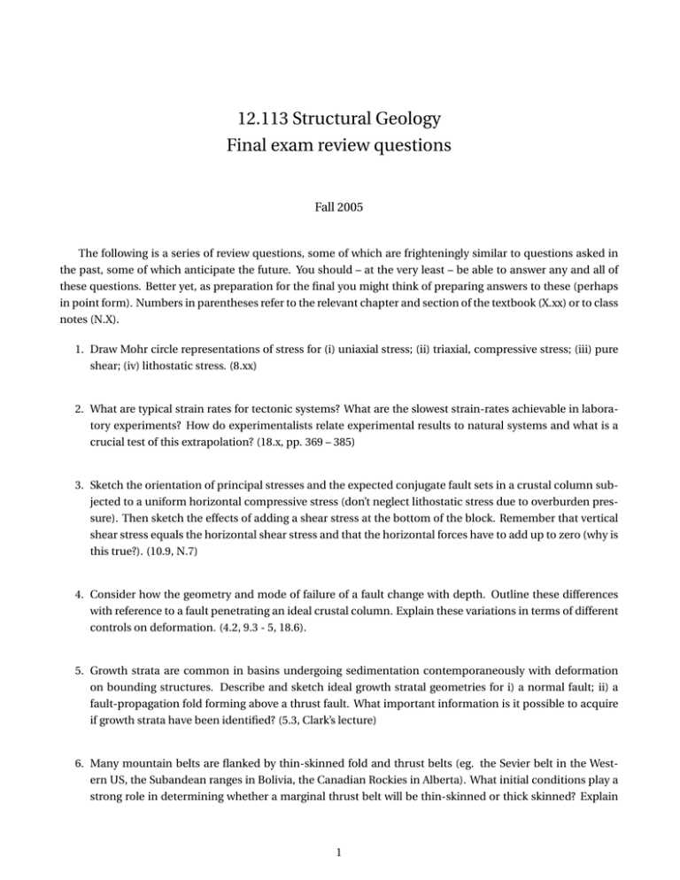geology final exam answers