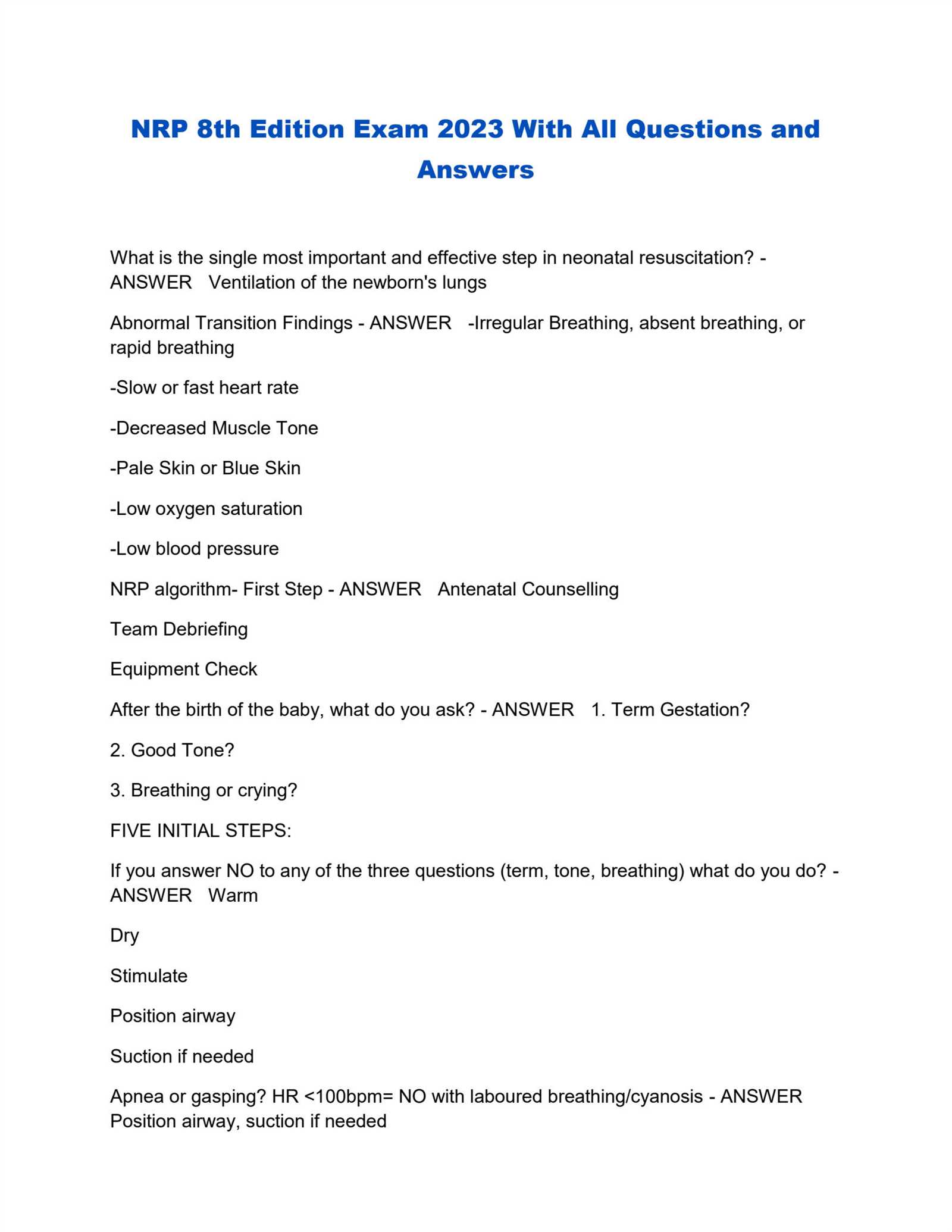 nrp advanced exam answers