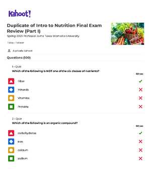 nutrition exam 2 questions and answers
