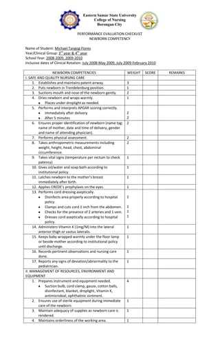 newborn physical exam checklist