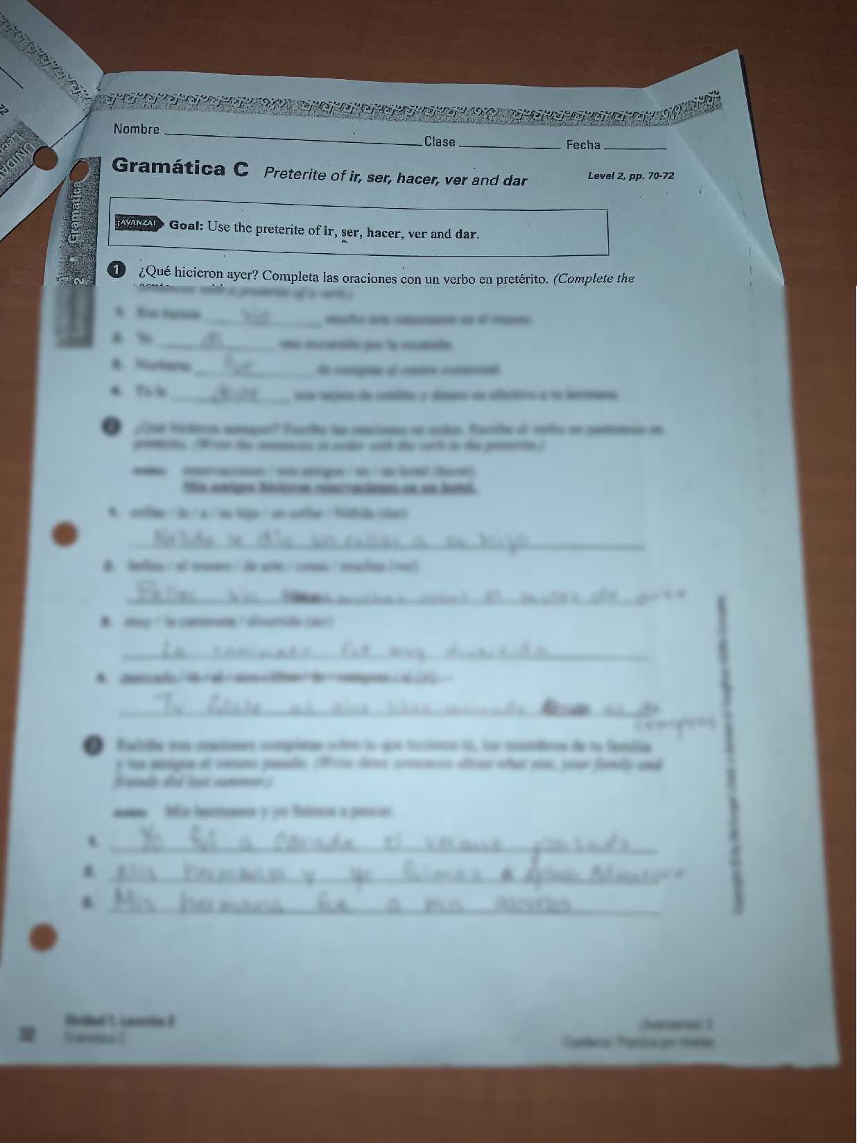 gramatica 2 capitulo 5 answers