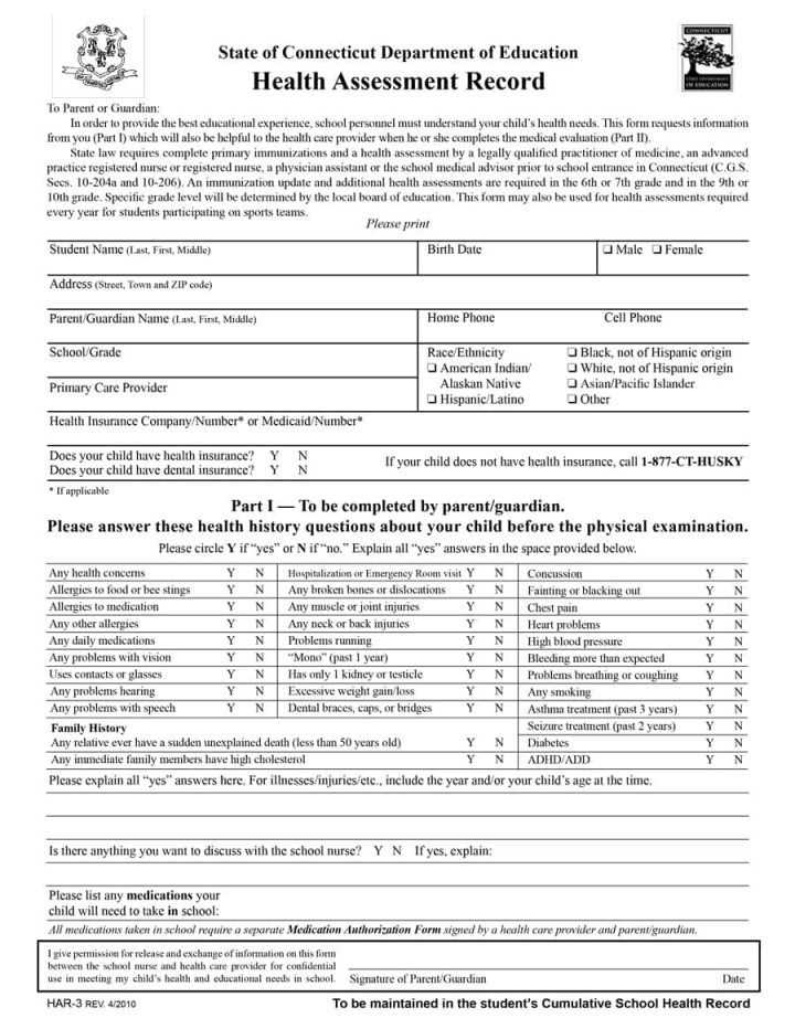 comprehensive physical exam template