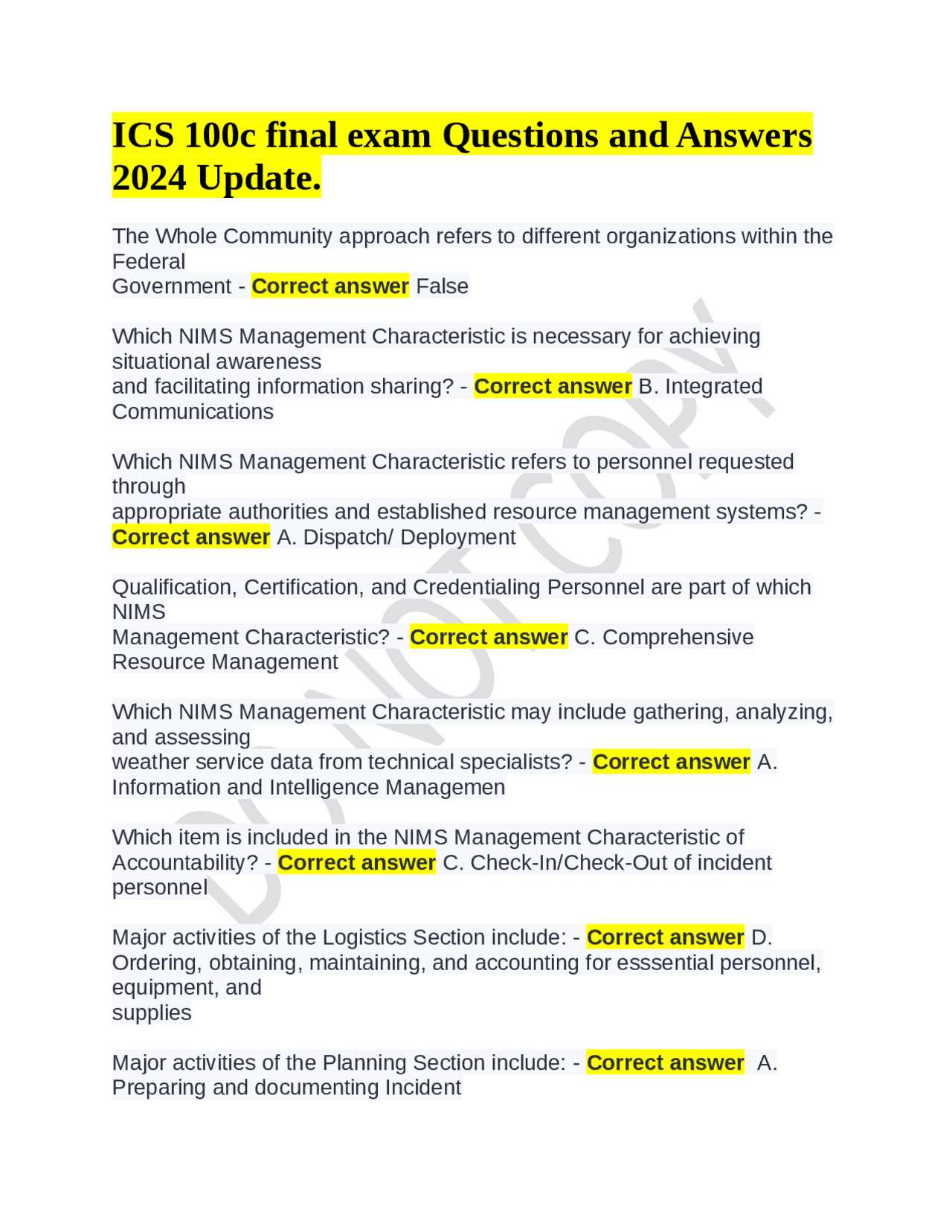 ics 100 c final exam answers