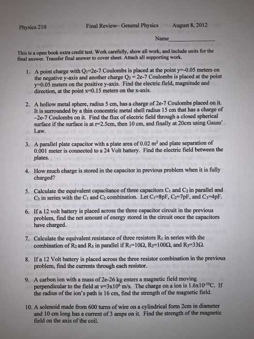 physics final exam review answers