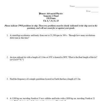 physics final exam review answers