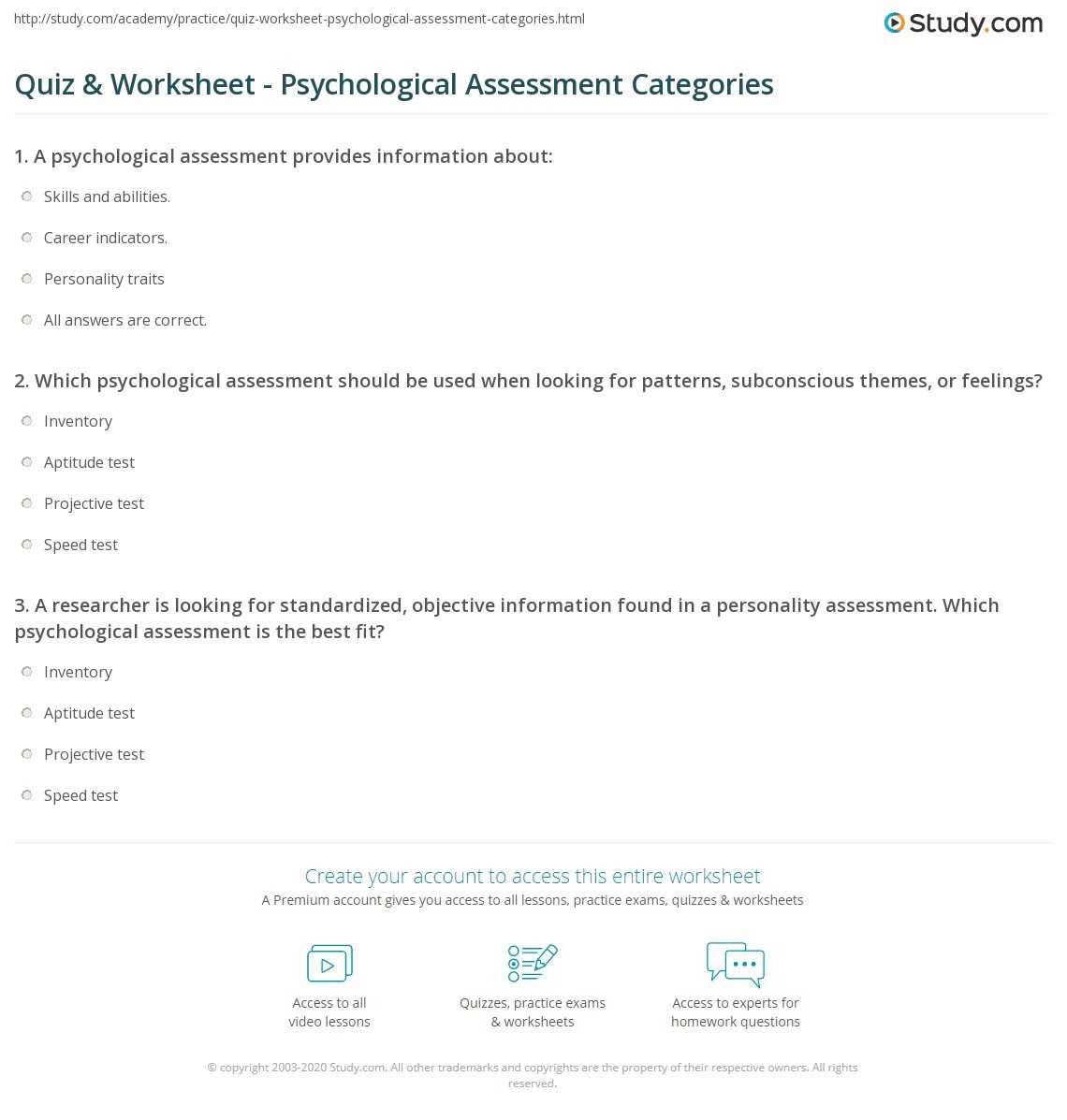 psychological exam questions and answers