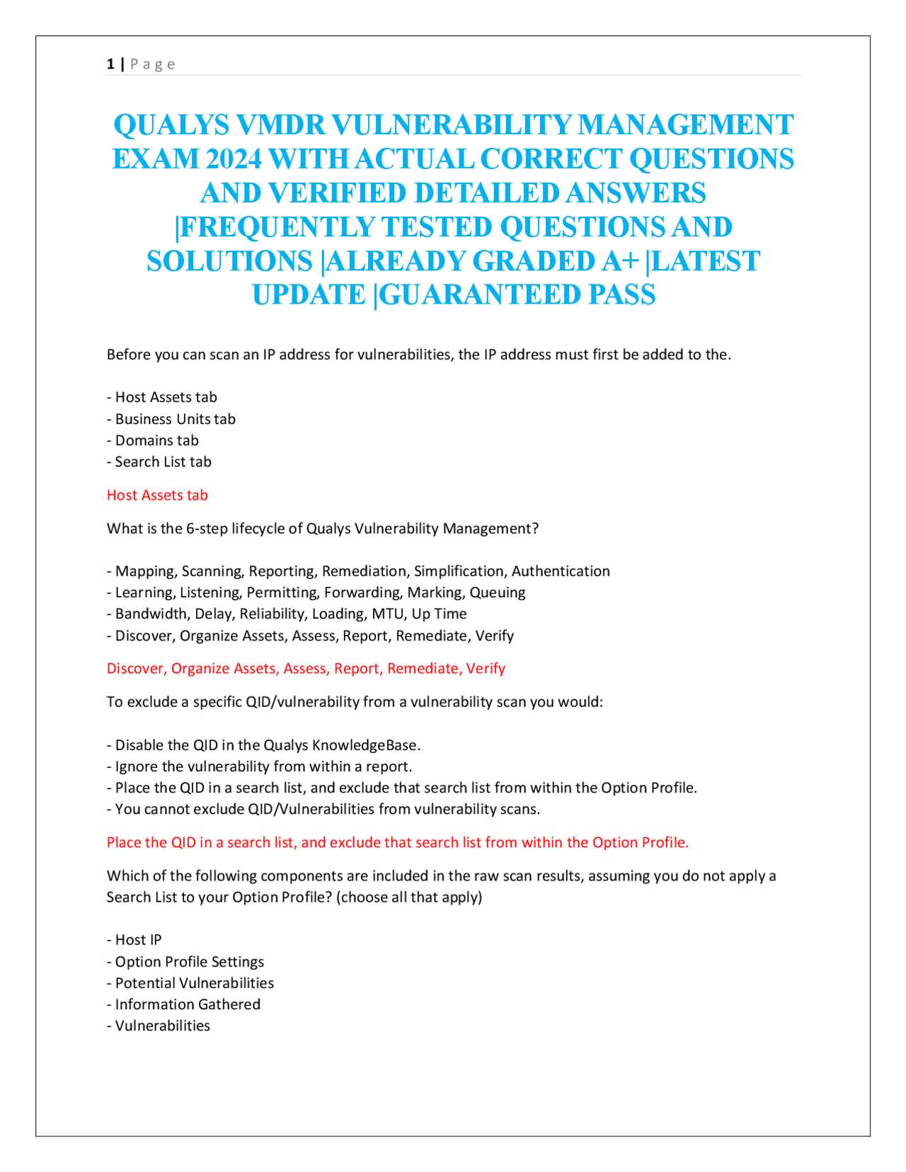 qualys vmdr exam answers 2025