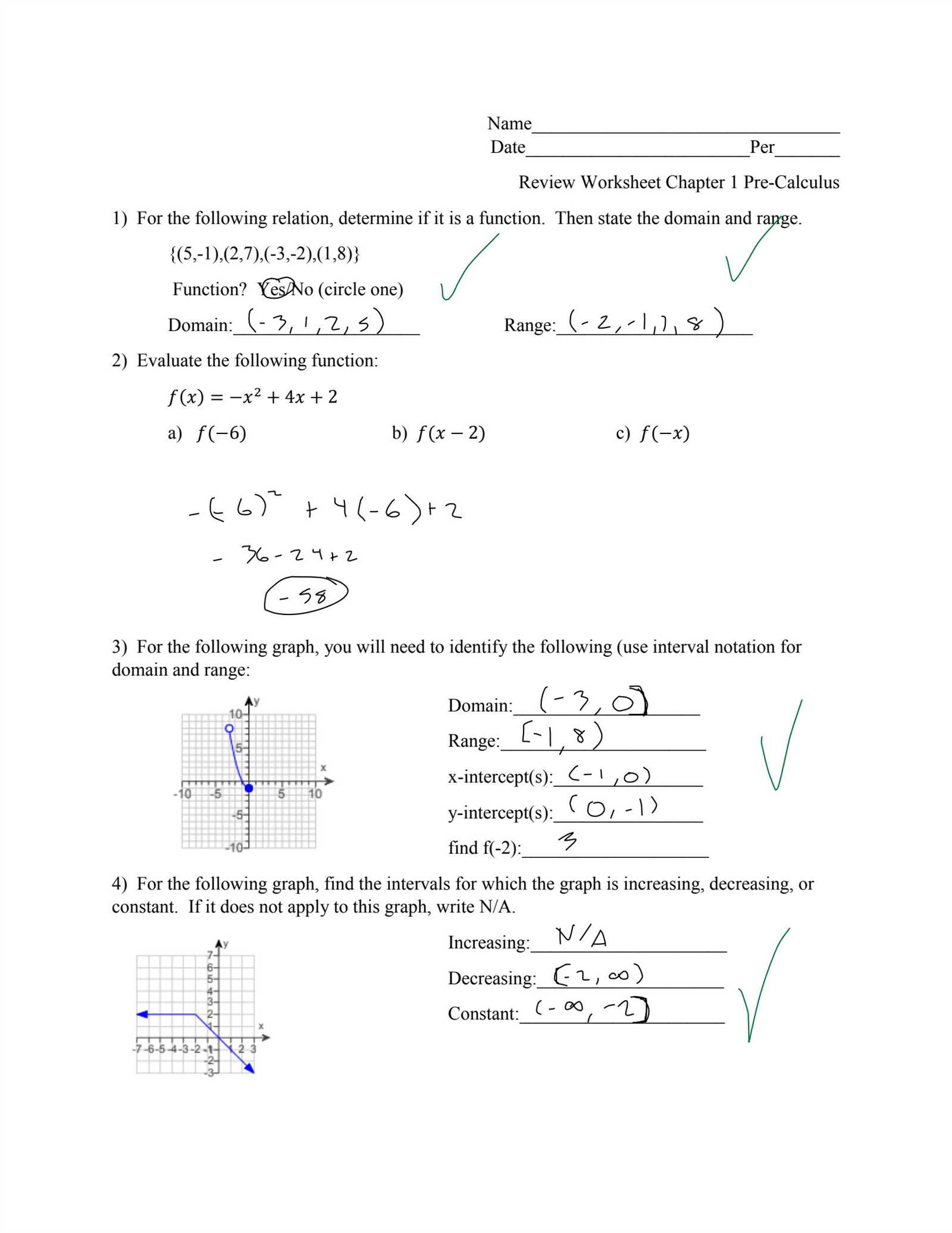 precalculus semester 1 exam review answers