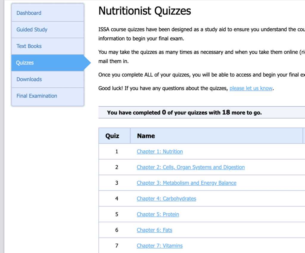 issa nutritionist exam answers