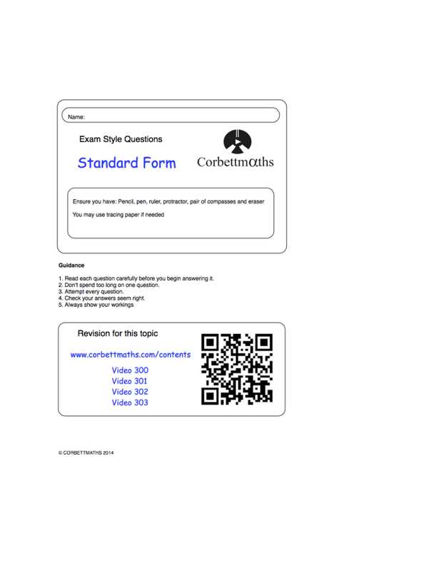 standard form exam questions and answers