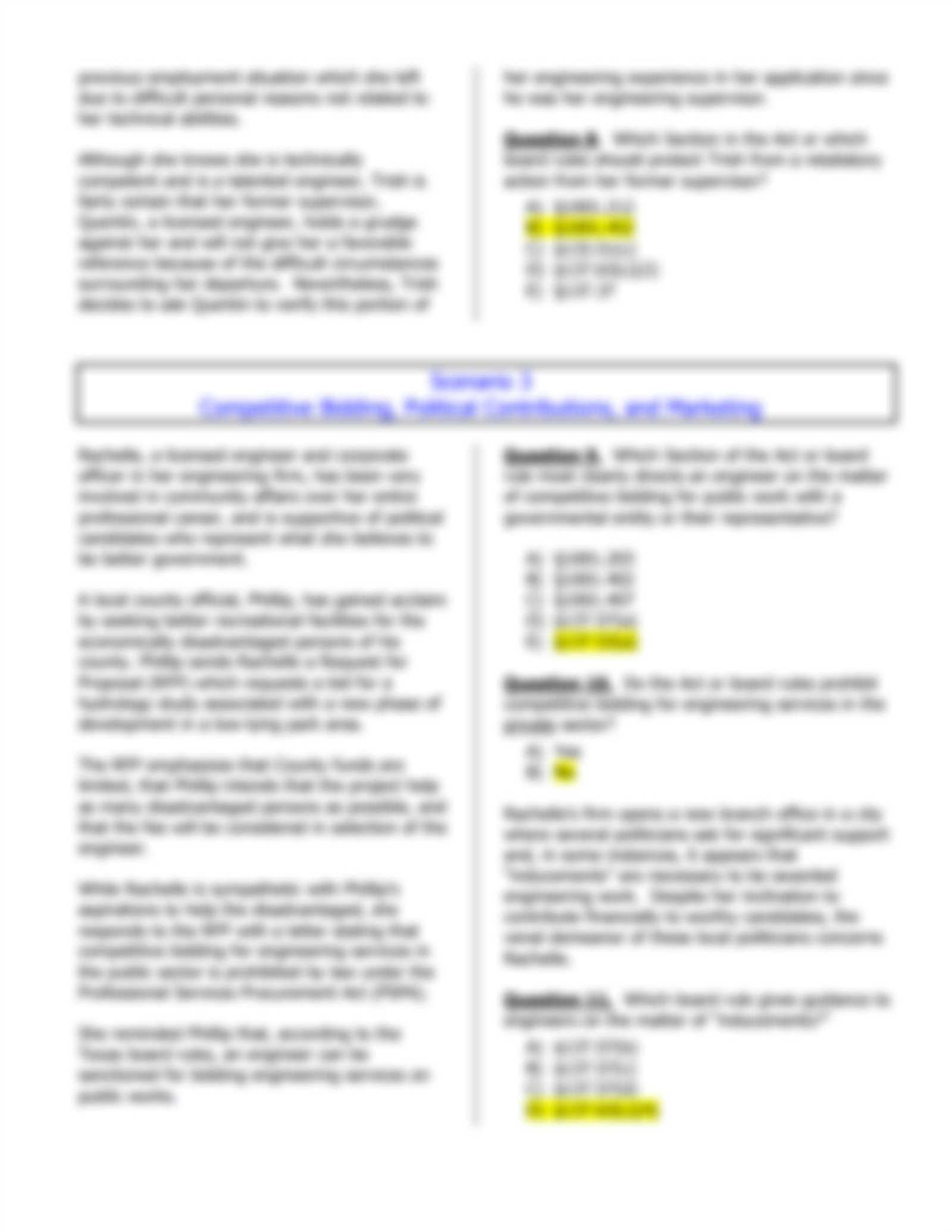 texas board of professional engineers ethics exam
