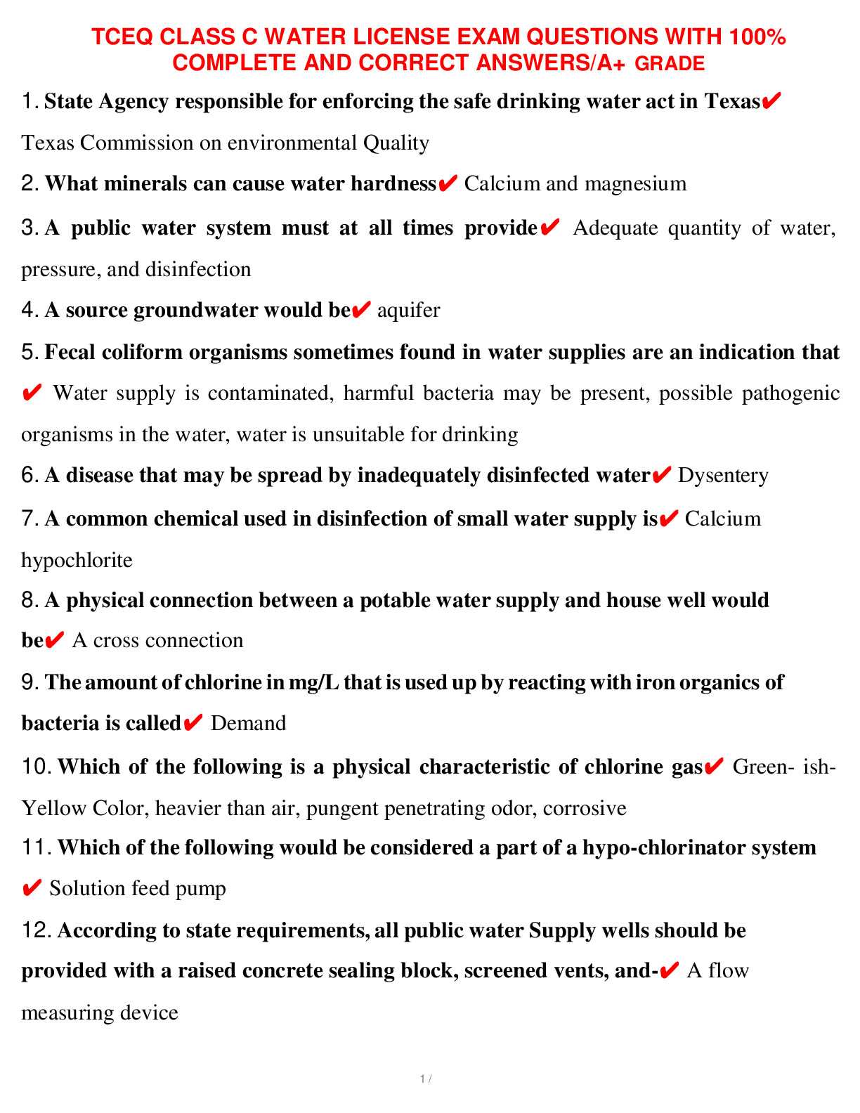 texas class c exam answers