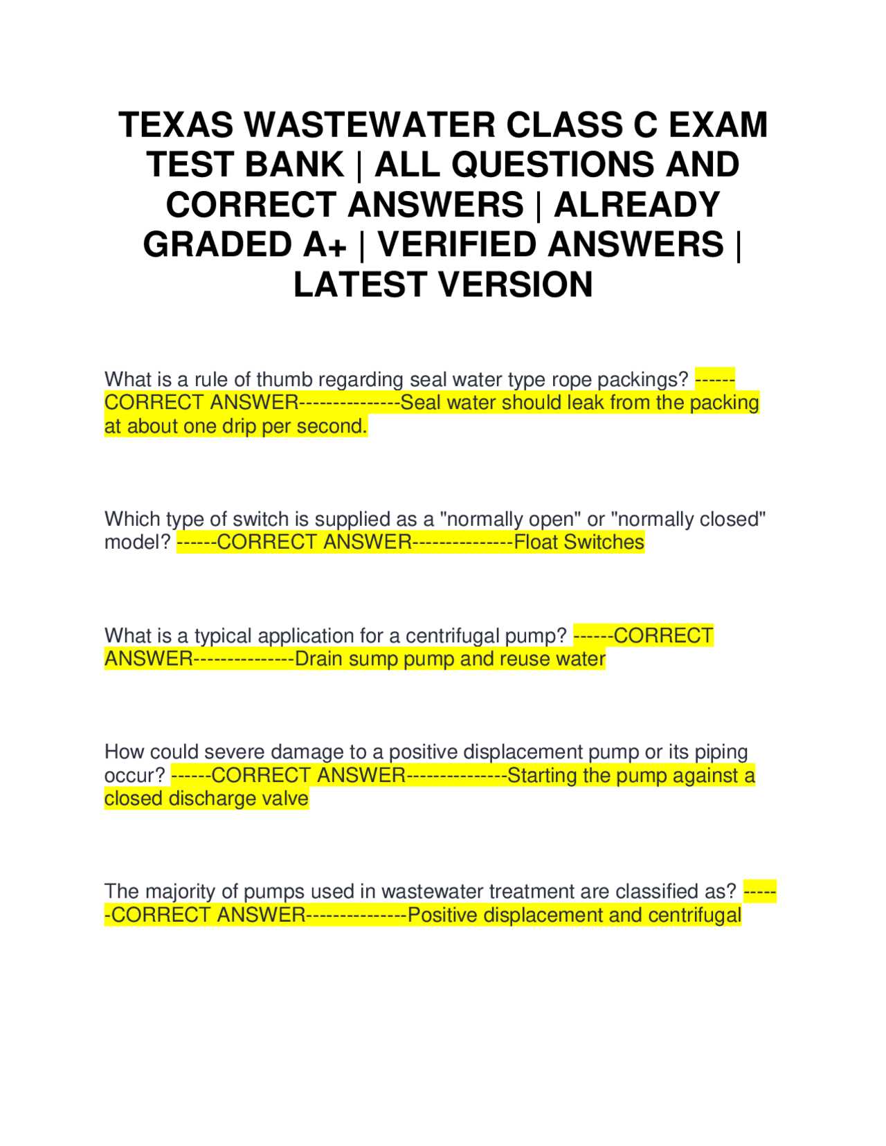 texas class c exam answers