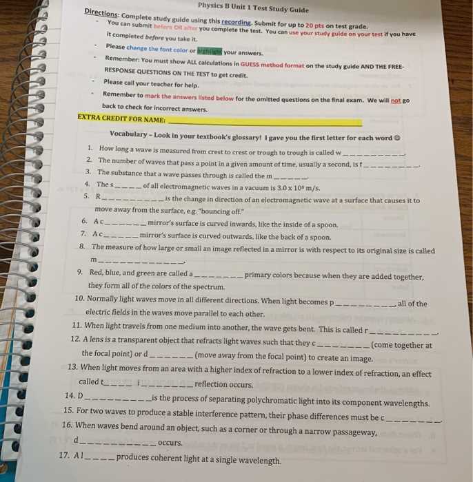 physics final exam review answers