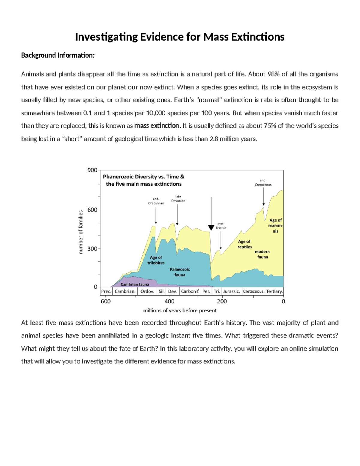 mass extinction pogil answers