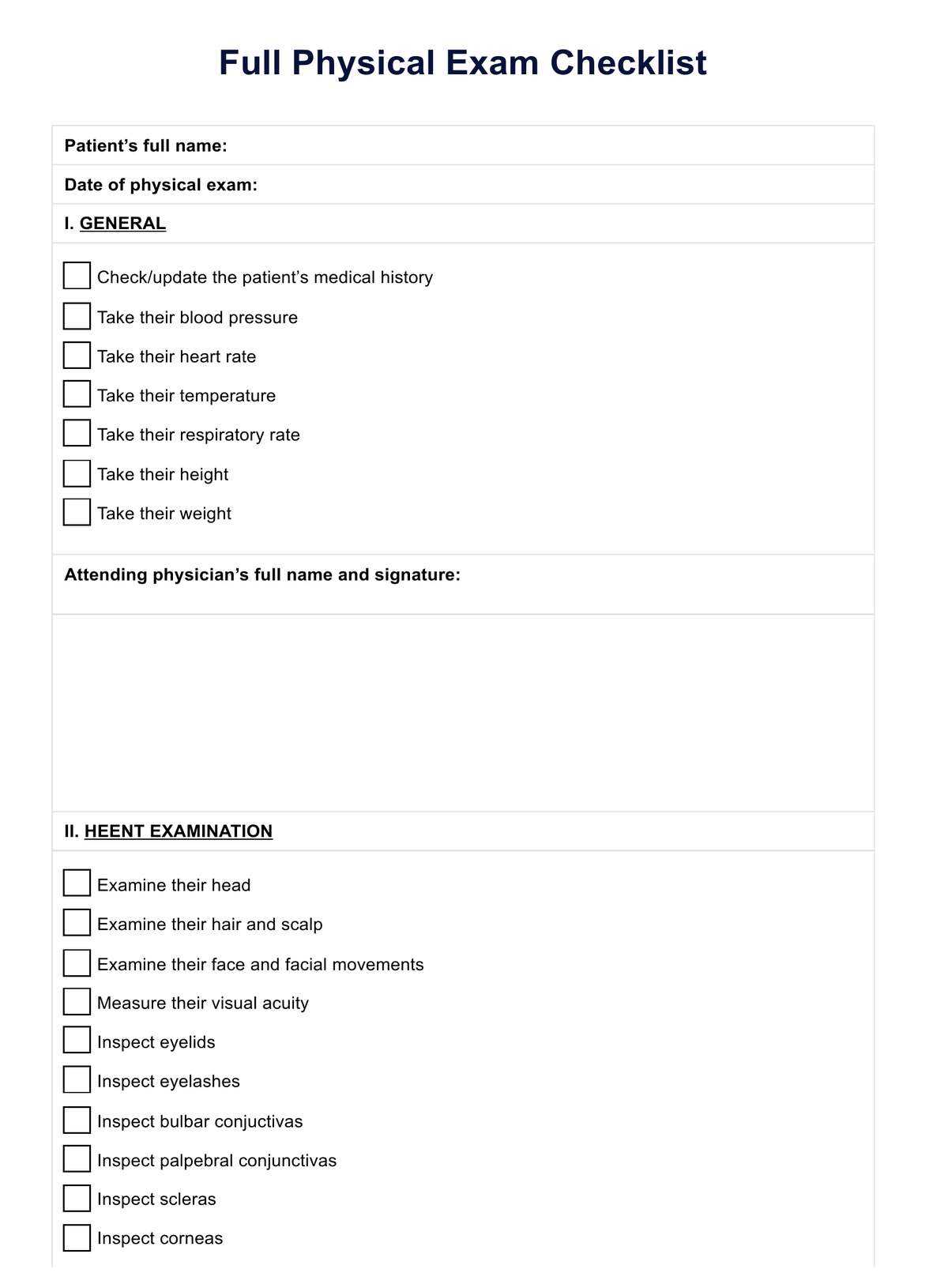comprehensive physical exam template