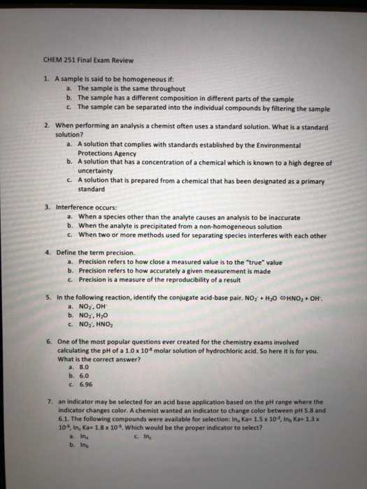 chemistry semester 1 exam review