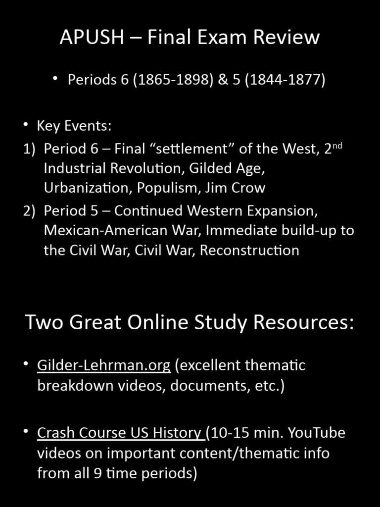 us history fall semester exam review