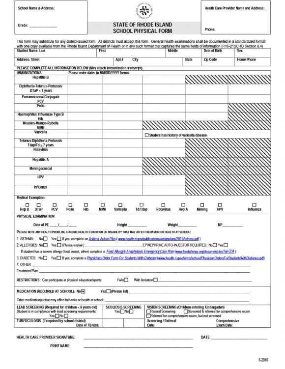 comprehensive physical exam template
