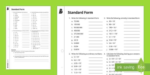 standard form exam questions and answers