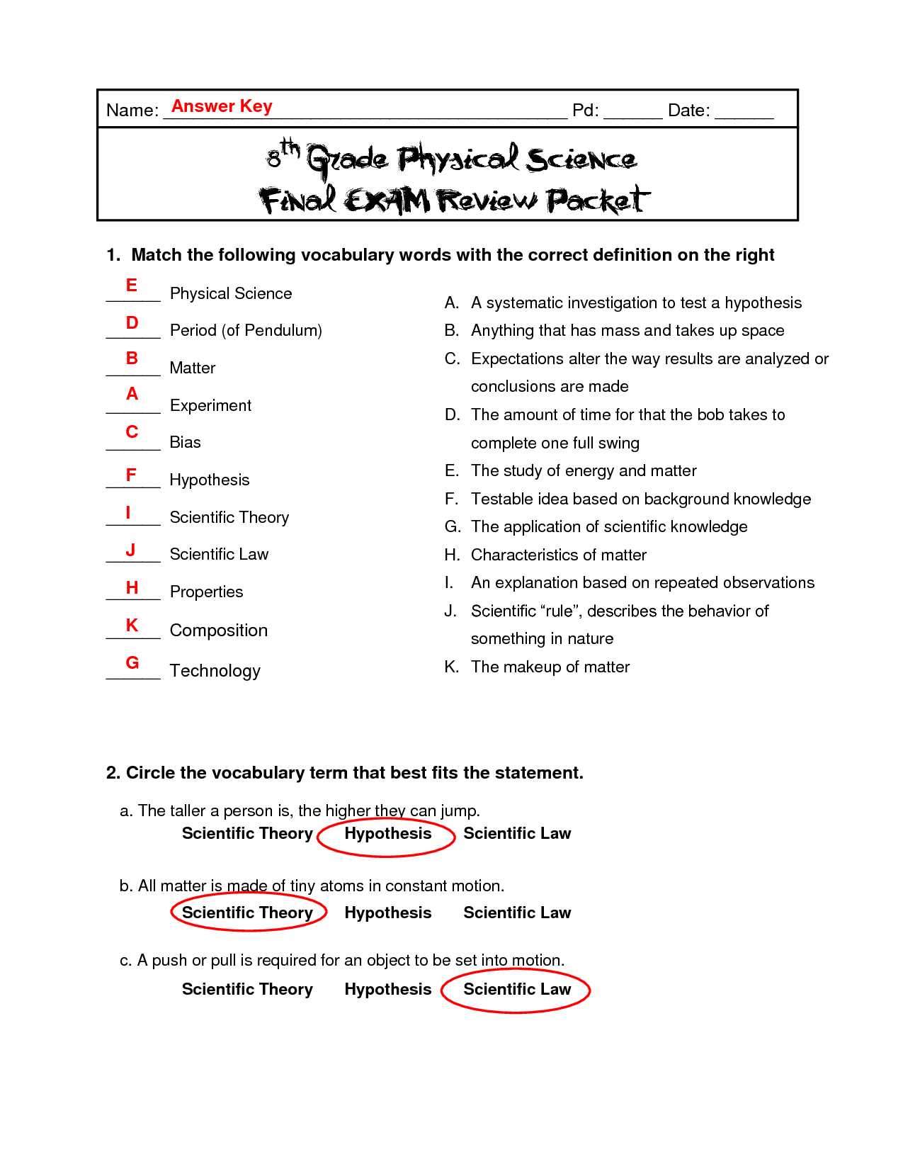 physics final exam review answers