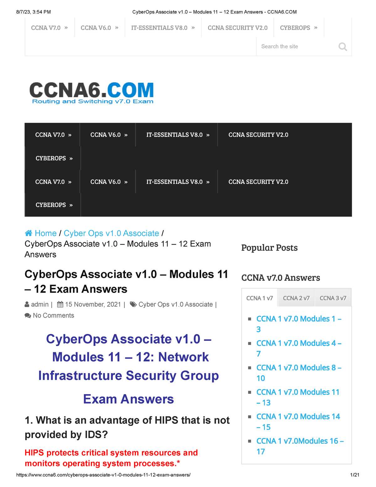 cisco cyberops final exam answers