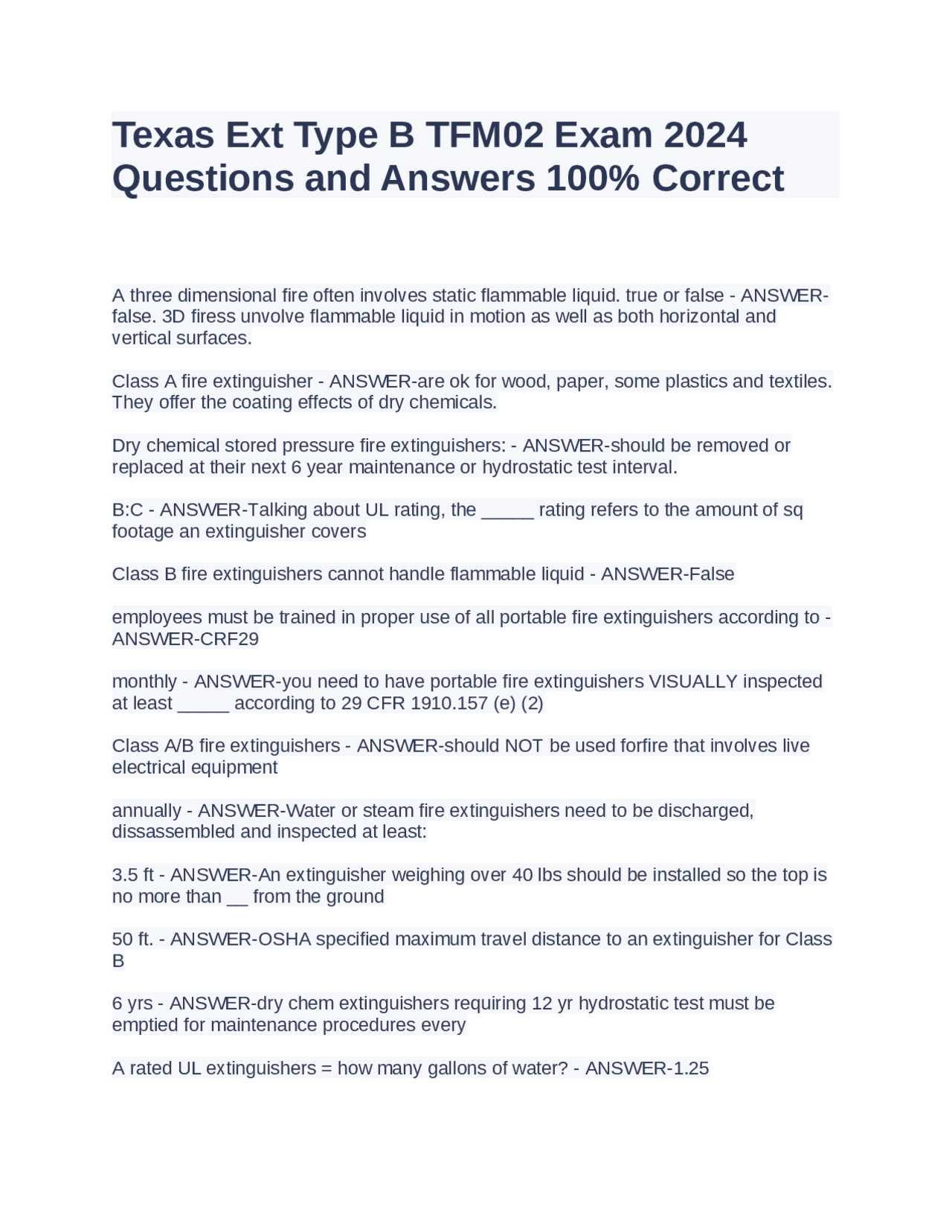 texas class c exam answers
