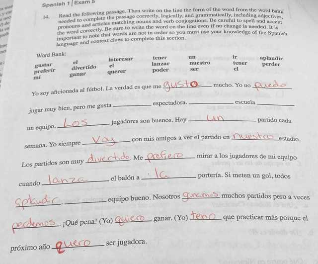 spanish 1 exam
