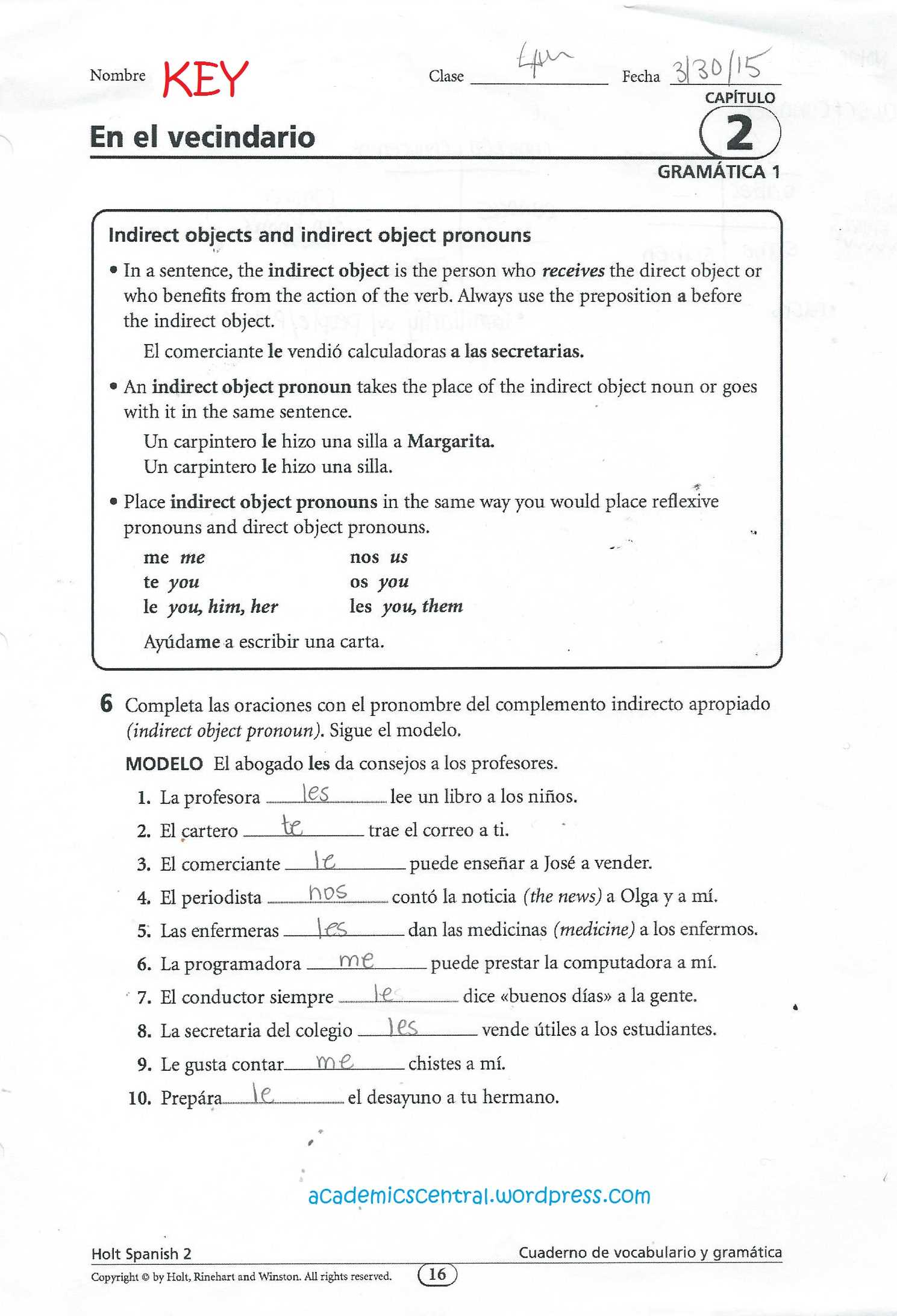 gramatica 2 capitulo 5 answers