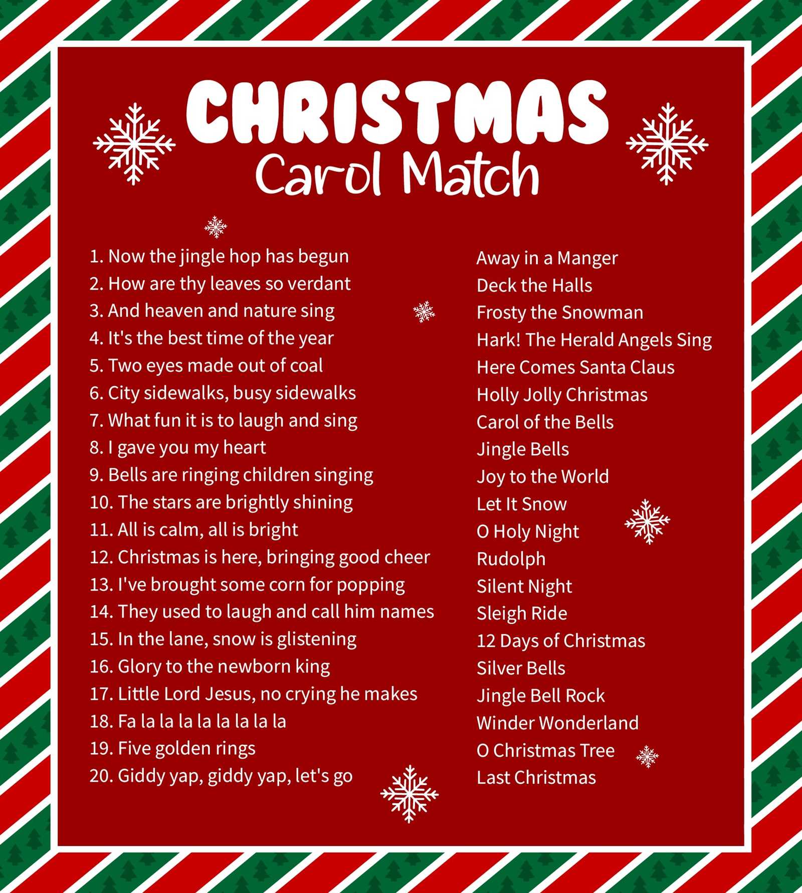 guess the christmas carol answer key