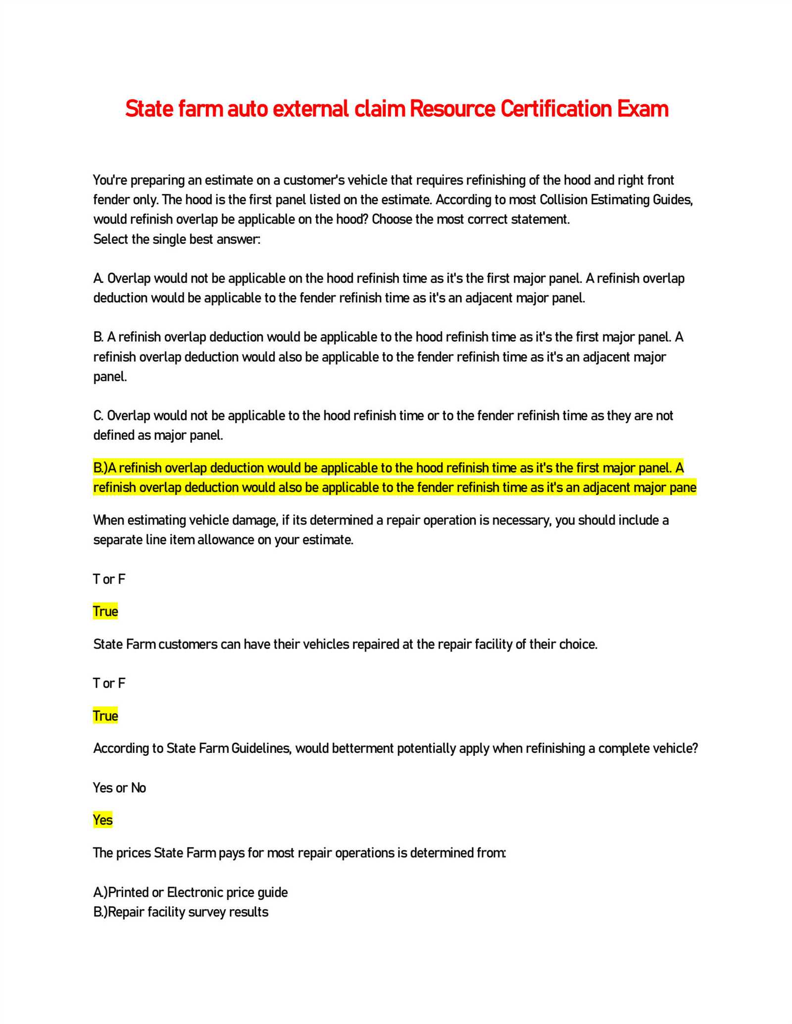 state farm adjuster certification exam answers