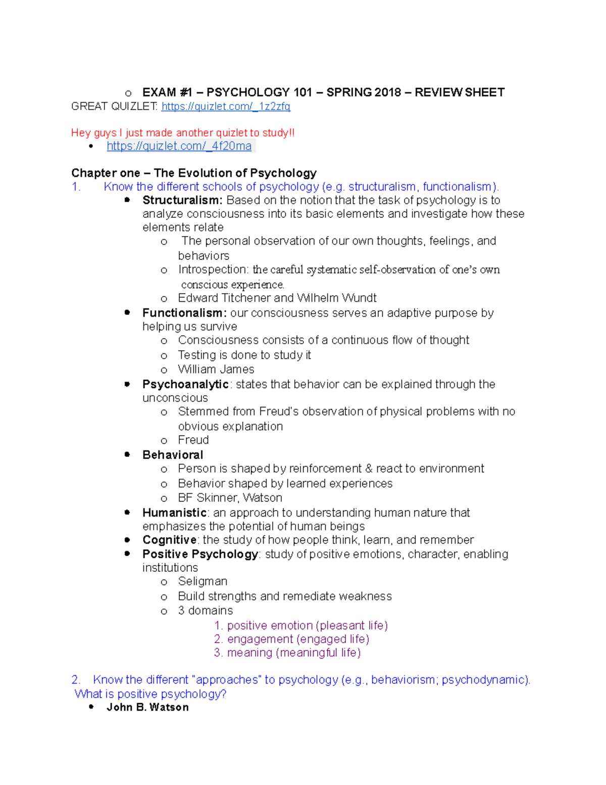 psychology 101 midterm exam