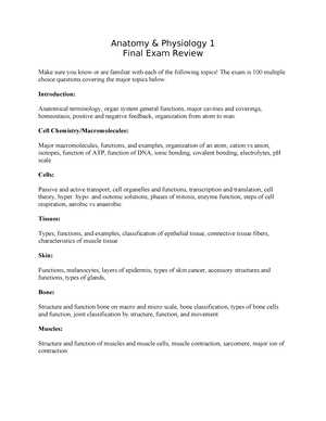 anatomy and physiology final exam answer key