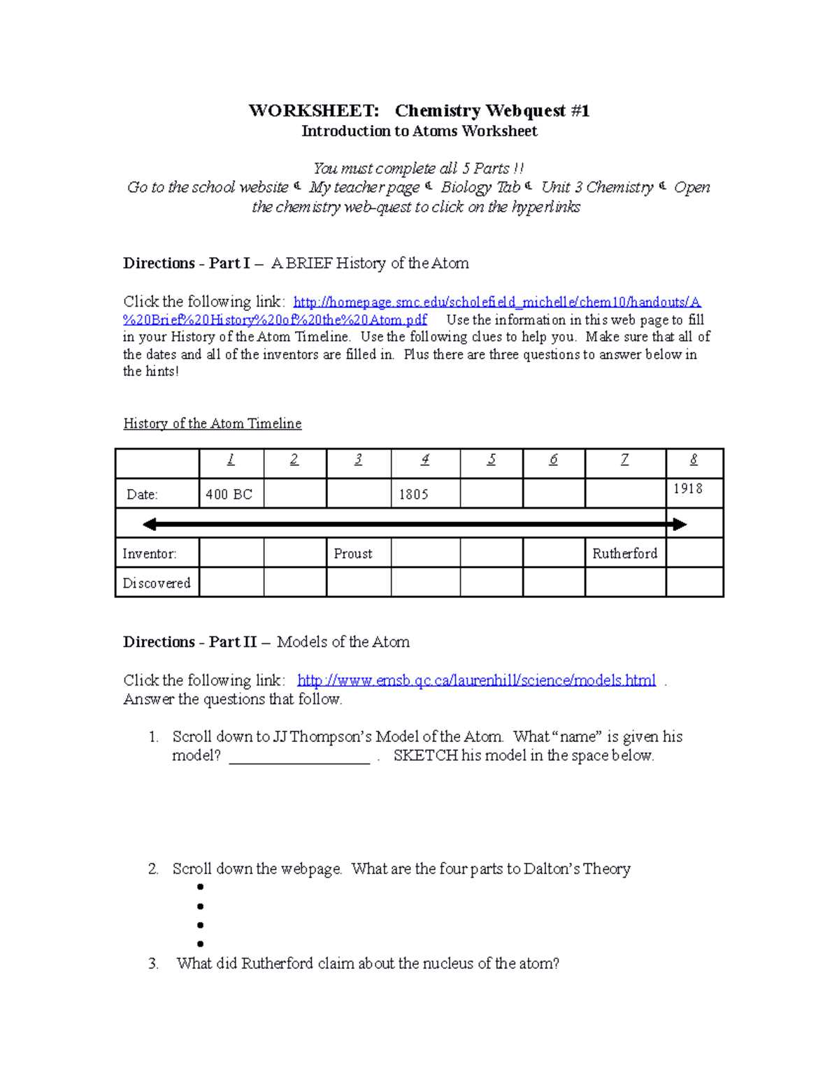 atomic structure webquest answers