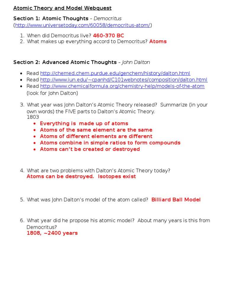 atomic structure webquest answers