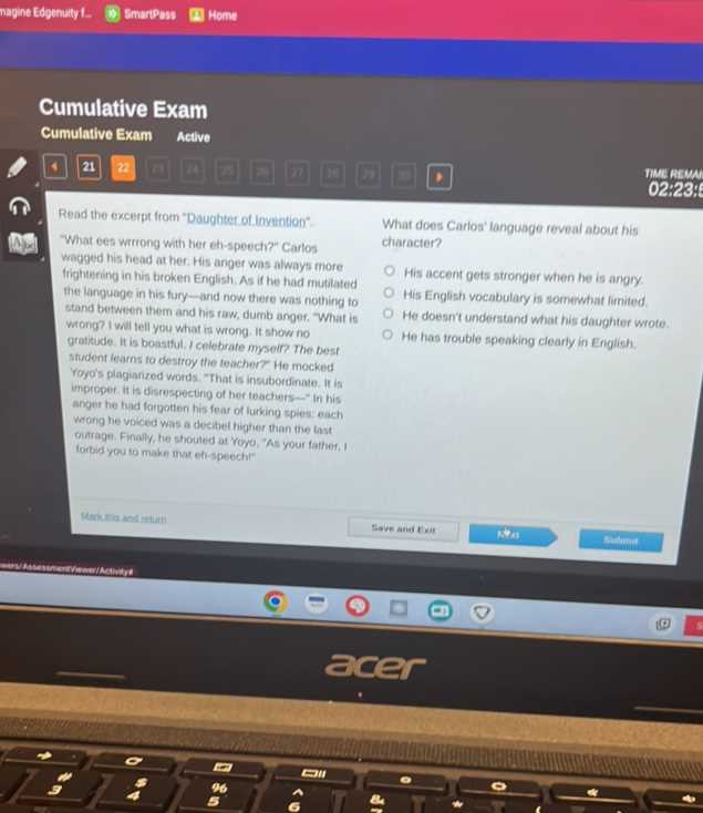 cumulative exam english 2 edgenuity answers