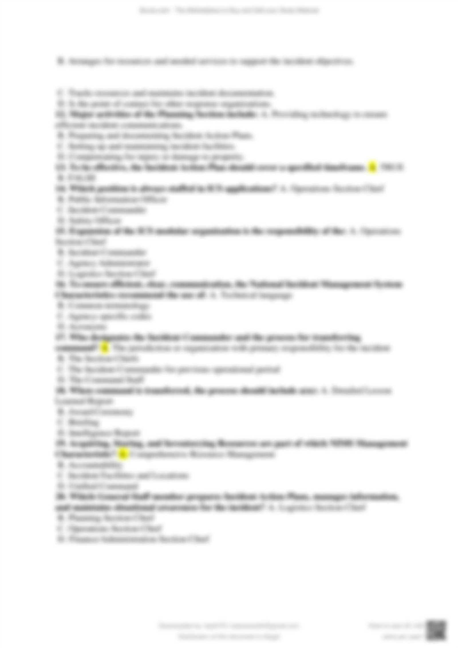 ics 100 exam answers